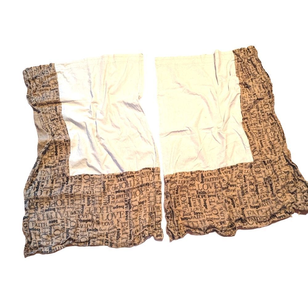 🛍️SET OF FOUR COTTON & BURLAP FARMHOUSE CURTAINS